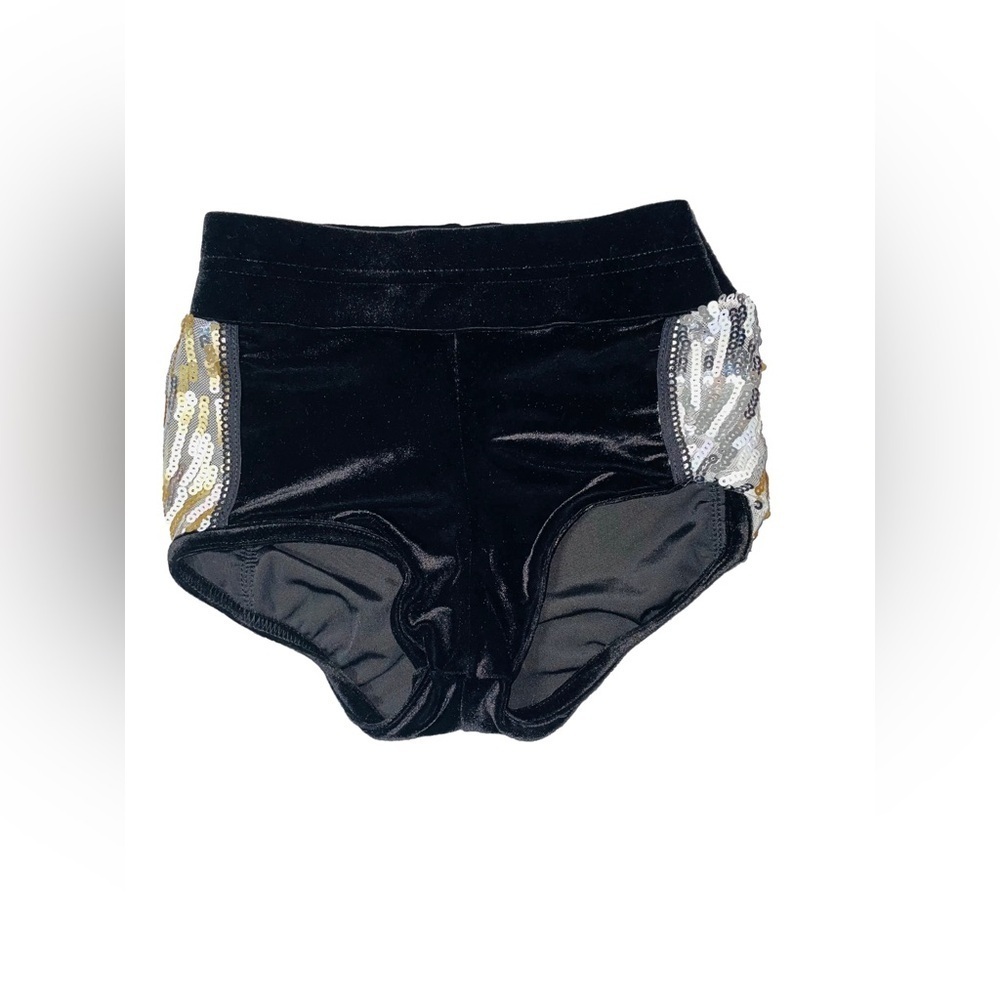CONTOURS GIRLS SIZE LARGE DANCE BLING SEQUENCED VELVET FEEL SHORTS SIZE L GLAM